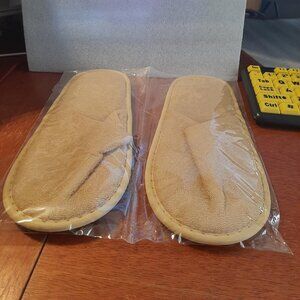 NEW In Bag Sealed ! Unisex Flip-flop House Slipper Cotton Tan Size 11 Inch